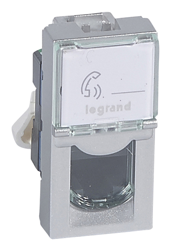 Розетка компьютерная RJ45 Cat.6 Legrand MOSAIC, алюминий