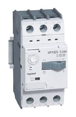 Силовой автомат для защиты двигателя MPX³ 0.16А 3P, термомагнитный расцепитель, 417300